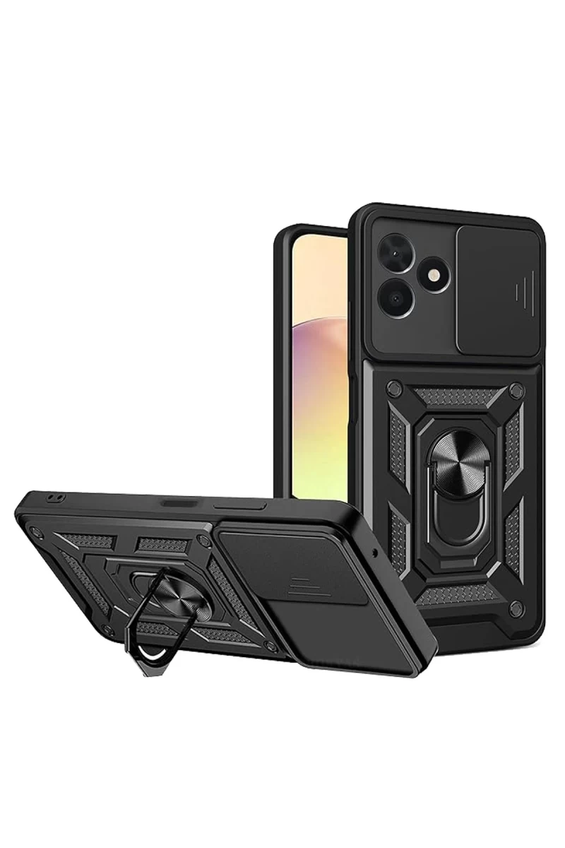 Realme C53 Uyumlu Kılıf Pars Lens Yüzüklü Silikon - Siyah