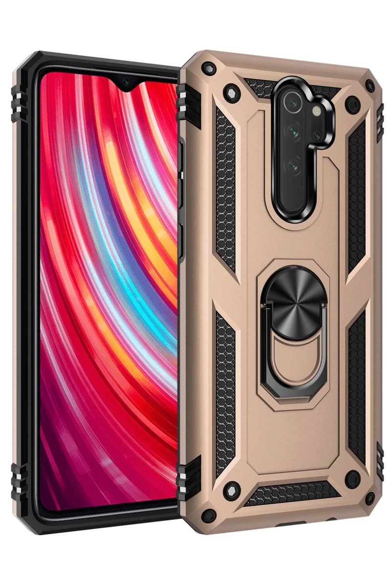 Xiaomi Redmi Note 8 Pro Uyumlu Kılıf Sofya Yüzüklü Silikon Kapak - Gold
