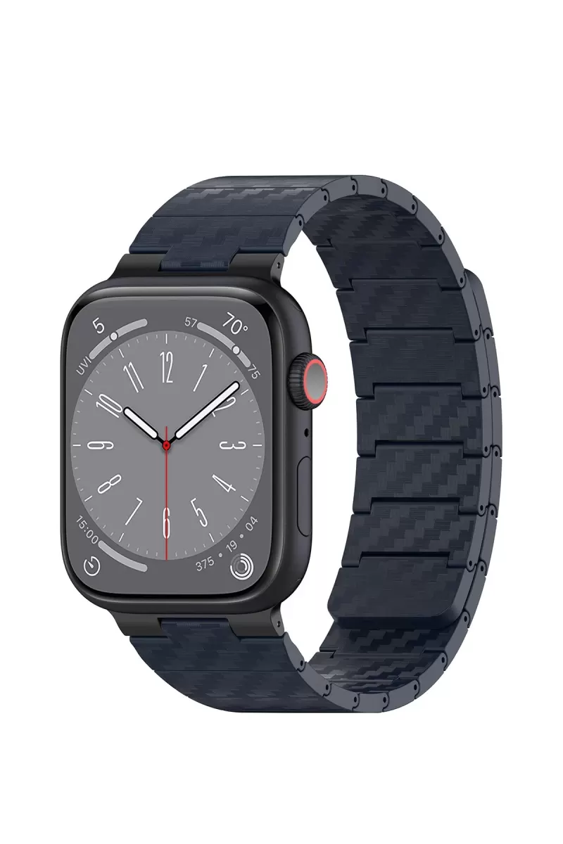 Movenchy Apple Watch 45mm Uyumlu Carbon Steel Kordon - Lacivert