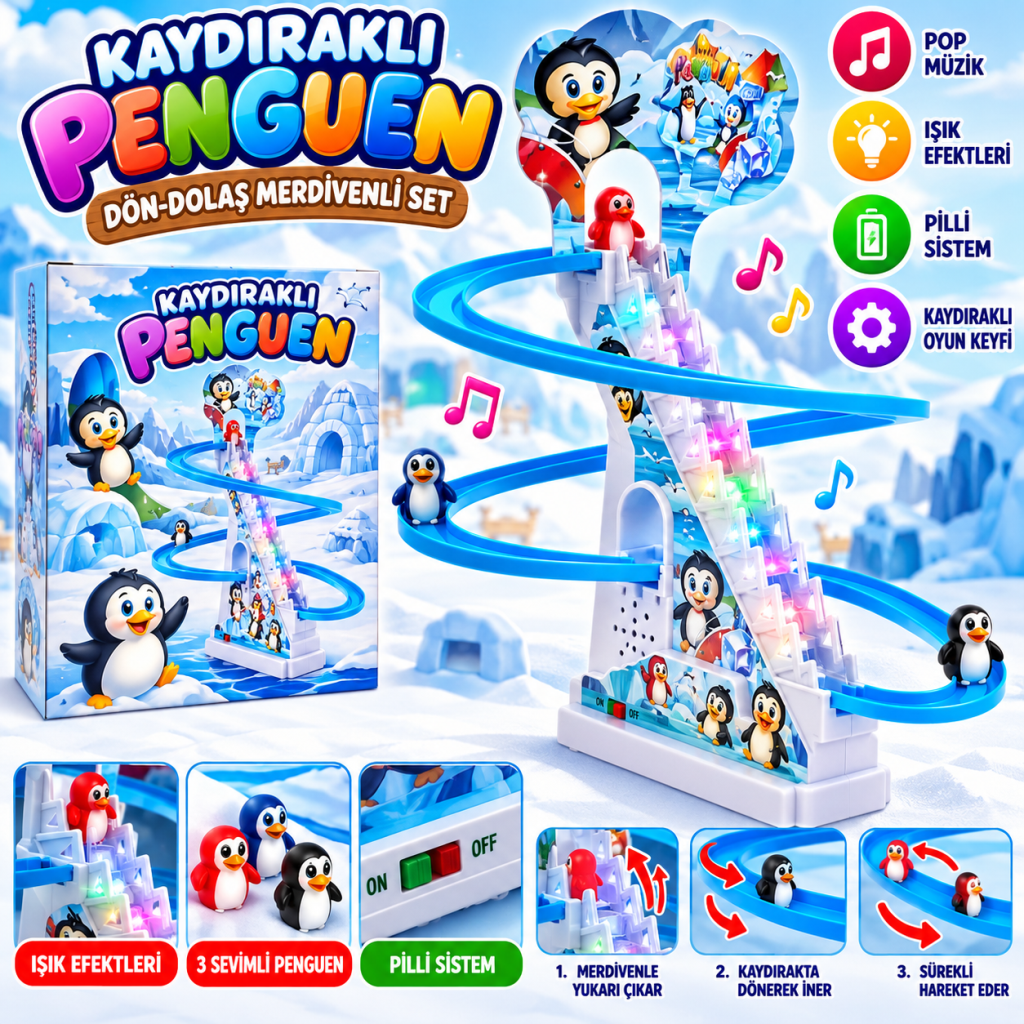 DMN2021-4 KAYDIRAKLI DÖN-DOLAŞ MERDİVENLİ PENGUEN SETİ