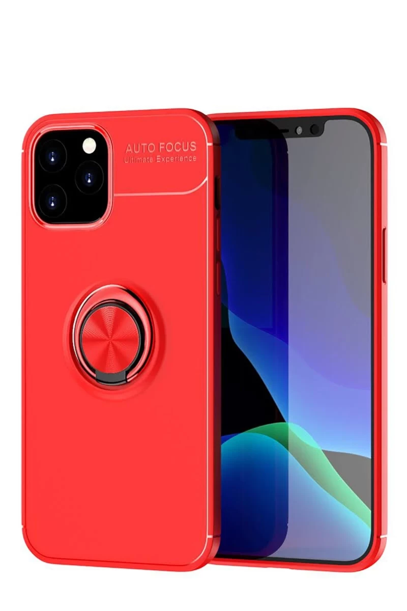 Apple iPhone 12 Uyumlu Kılıf Range Yüzüklü Silikon - Kırmızı