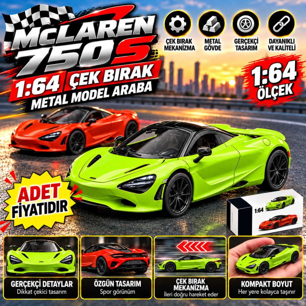 RW8864 1:64 750S ÇEK BIR.ARABA METAL MODEL ARABA (adet fiyatıdır)