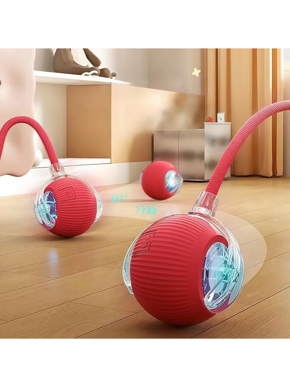 HakdemPet Akıllı Kedi Oyuncağı, USB Şarjlı, LED Işıklı, 3 Modlu, Otomatik Yuvarlanan Top