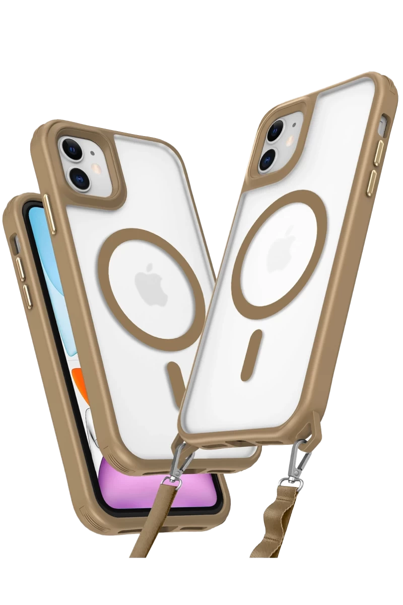 Apple iPhone 12 Uyumlu Kılıf Enka Magsafe Silikon Kılıf - Desert