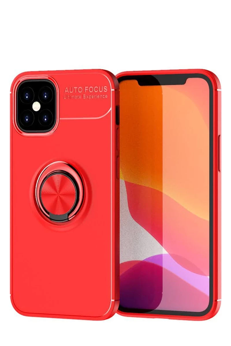 Apple iPhone 12 Mini Uyumlu Kılıf Range Yüzüklü Silikon - Kırmızı