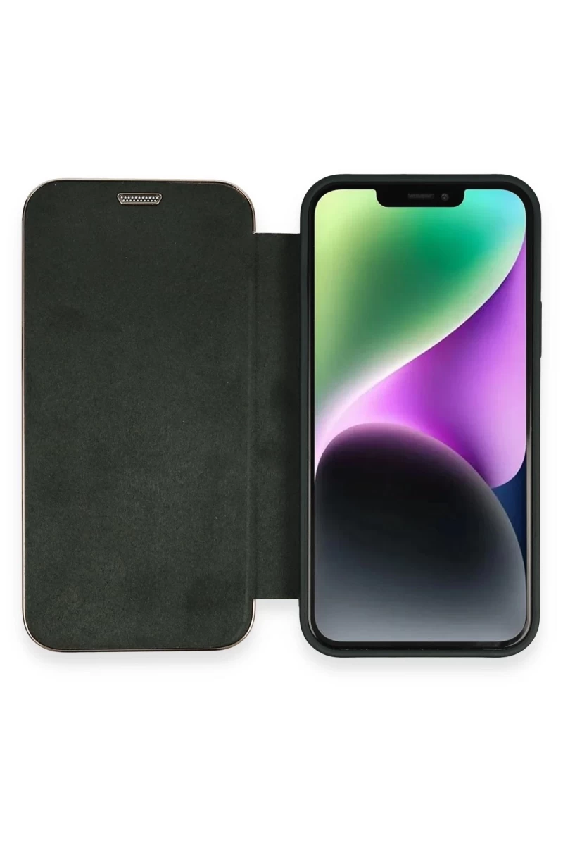 Apple iPhone 12 Uyumlu Kılıf Dolpin Kapaklı - Koyu Yeşil