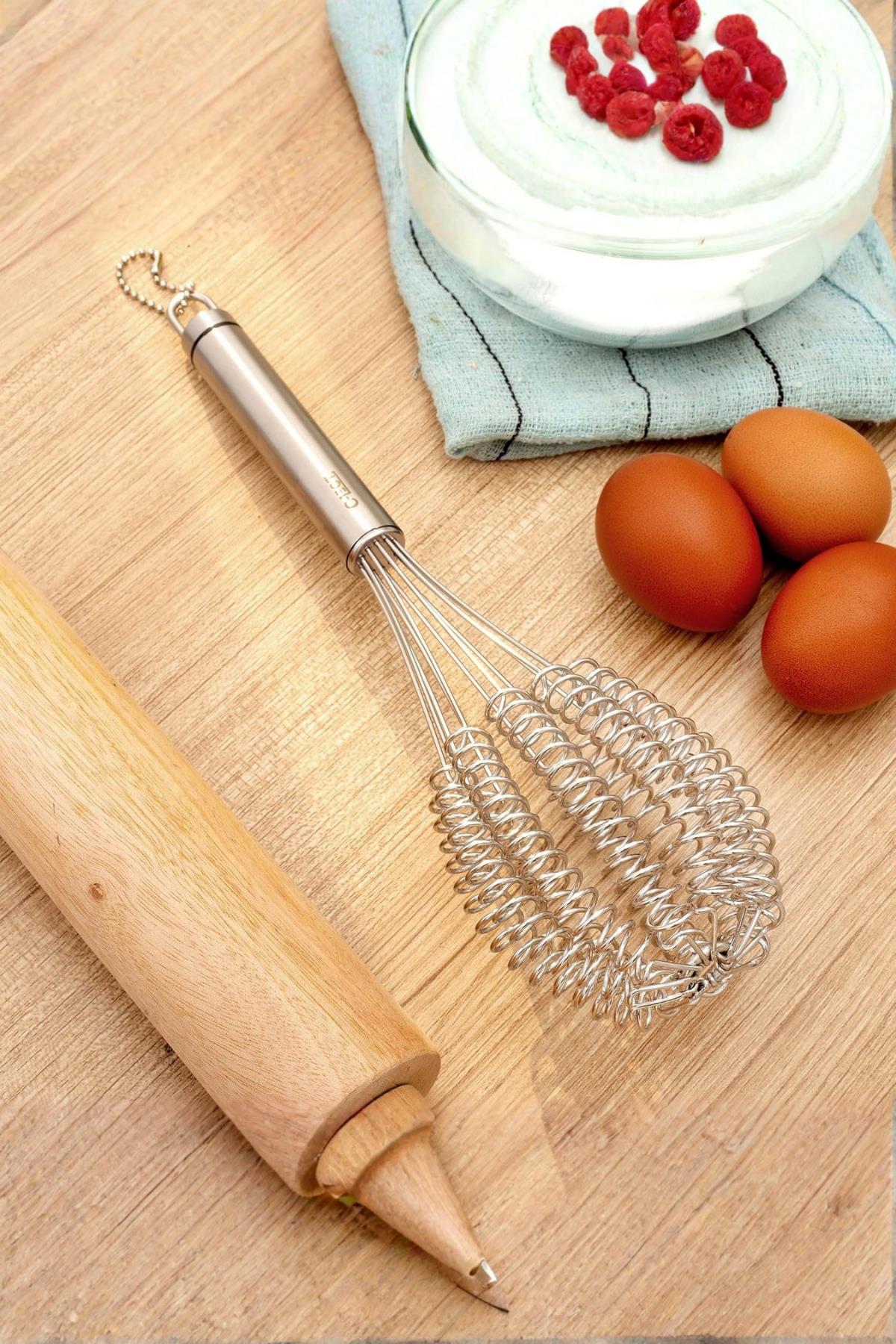 Lüks Örgülü Paslanmaz Çelik Çırpıcı &amp; Profesyonel Hamur Ve Sos Karıştırıcı (32 cm)