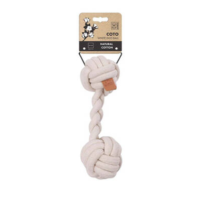 Beyaz Duo Ball Örgü Köpek Oyuncağı 28 Cm