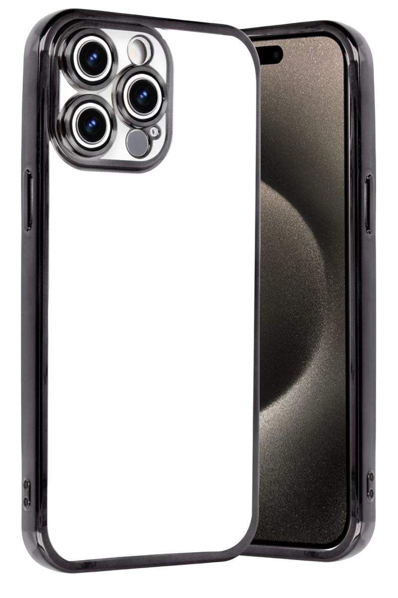 Apple iPhone 15 Pro Max Uyumlu Lensli Silikon - Siyah