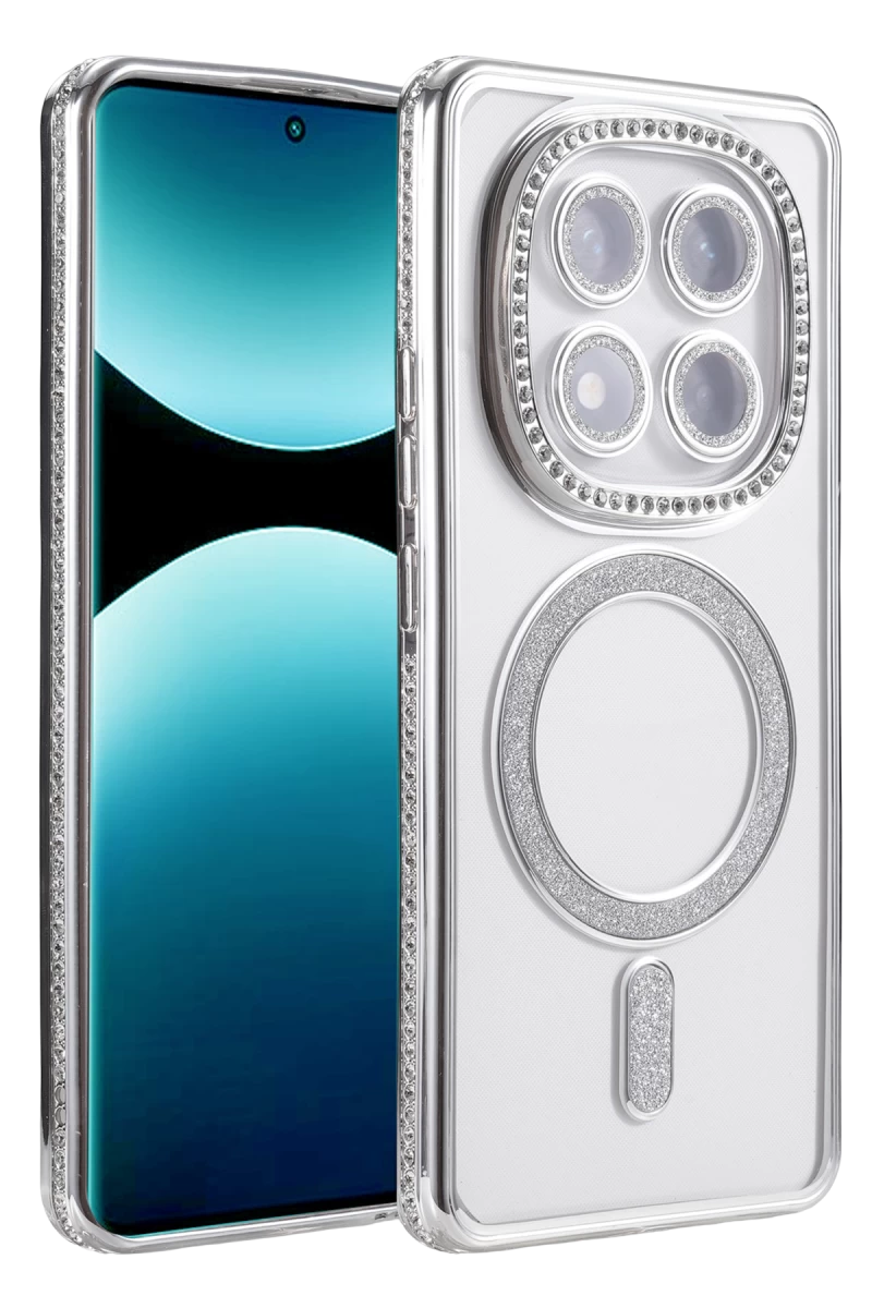 Xiaomi Redmi Note 15 Pro 5G Uyumlu Joke Simli Magneticsafe Kılıf - Gümüş