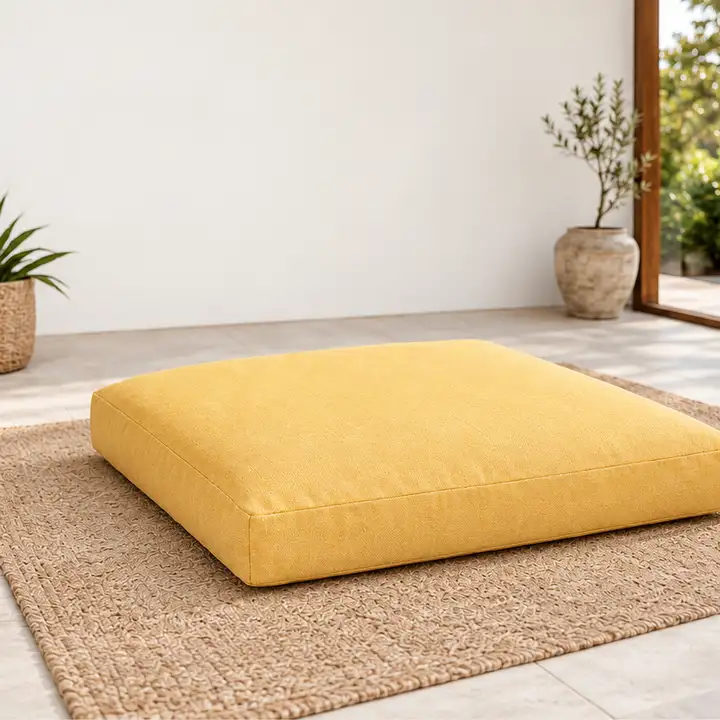 Düz Kare Yer Minderi · 60 × 60 × 8 cm | Hardal | İç mekân