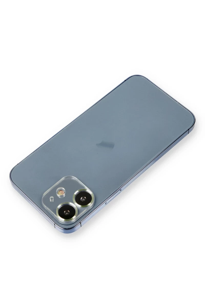 Apple iPhone 12 Uyumlu Metal Kamera Lens Koruma Cam - Açık Yeşil