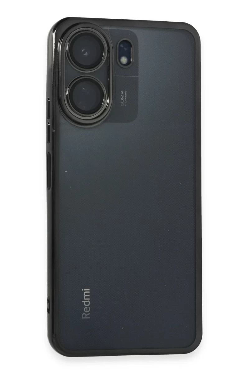 Xiaomi Redmi 13C Uyumlu Kılıf Lensli Silikon - Siyah
