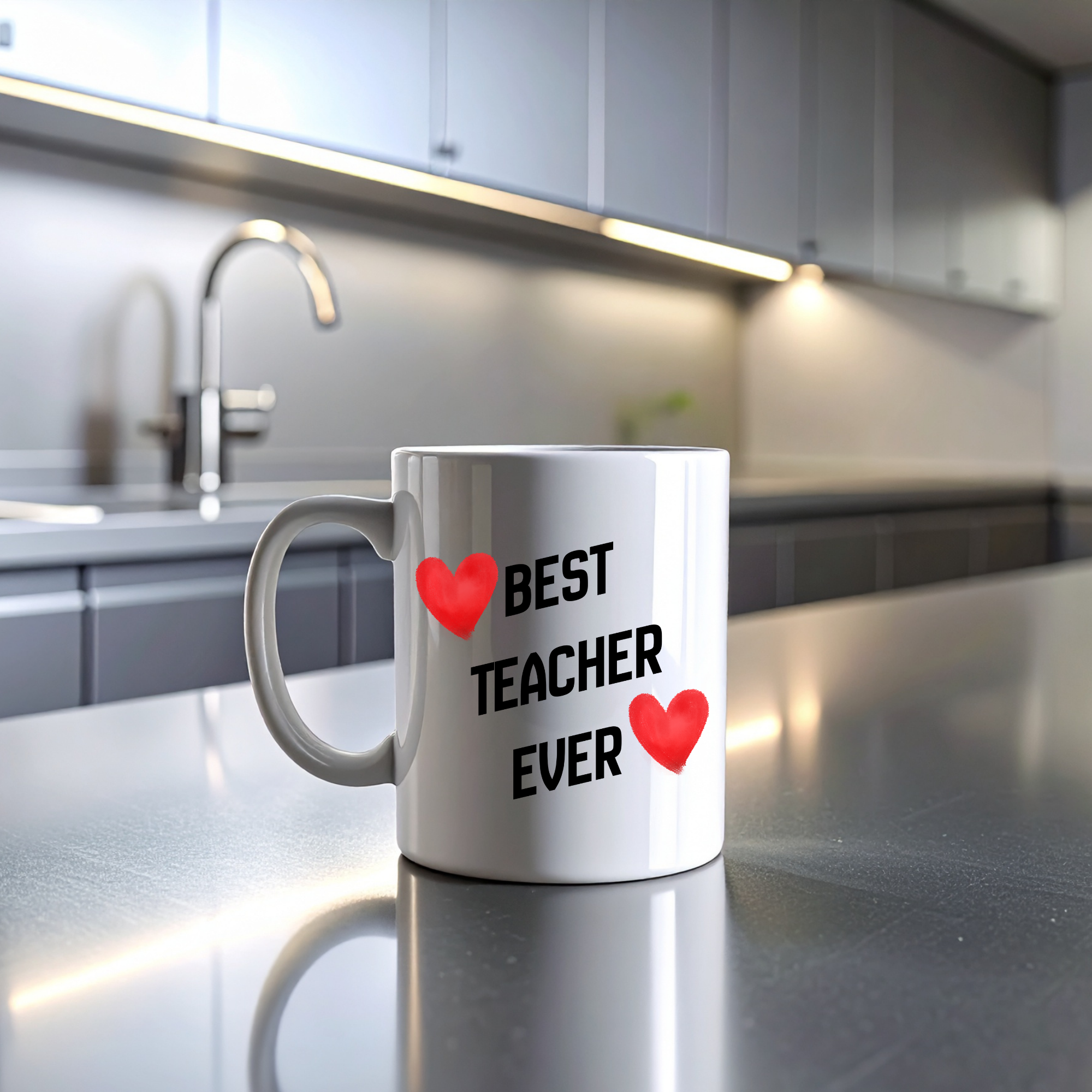 Best Teacher Ever Baskılı Kupa Model 202 Seramik Kahve Kupası Öğretmen Hediyesi Özel Tasarım Bardak
