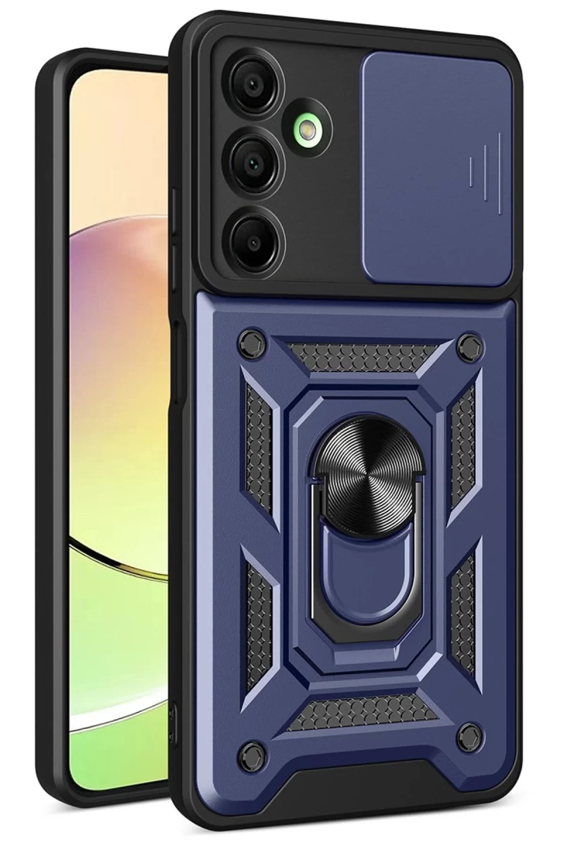Samsung Galaxy A56 Uyumlu Kılıf Pars Lens Yüzüklü Silikon - Lacivert