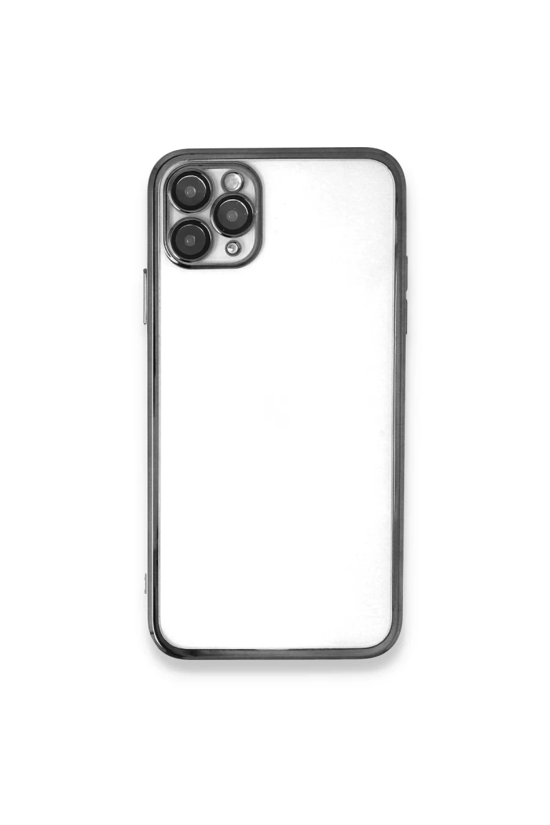 Apple iPhone 11 Pro Uyumlu Kılıf Lensli Silikon - Gümüş