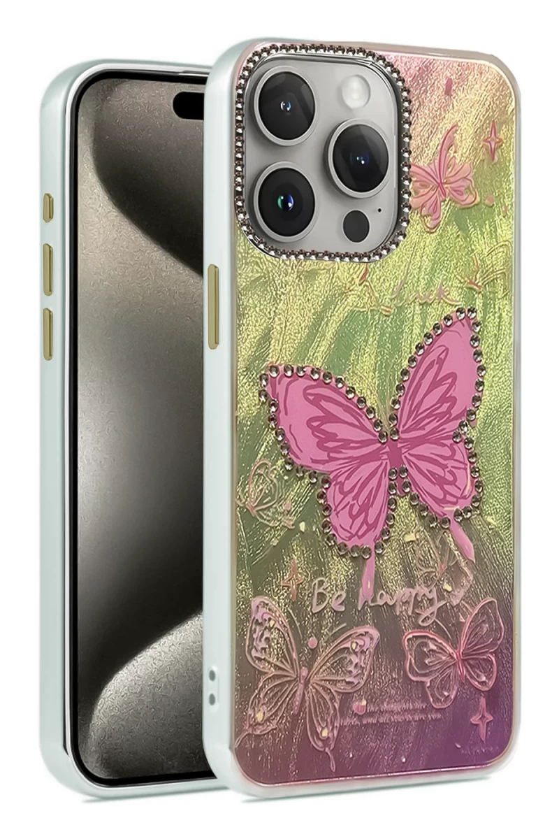 Apple iPhone 15 Pro Max Uyumlu Kılıf Blade Aynalı Desenli Kapak - Desen 5