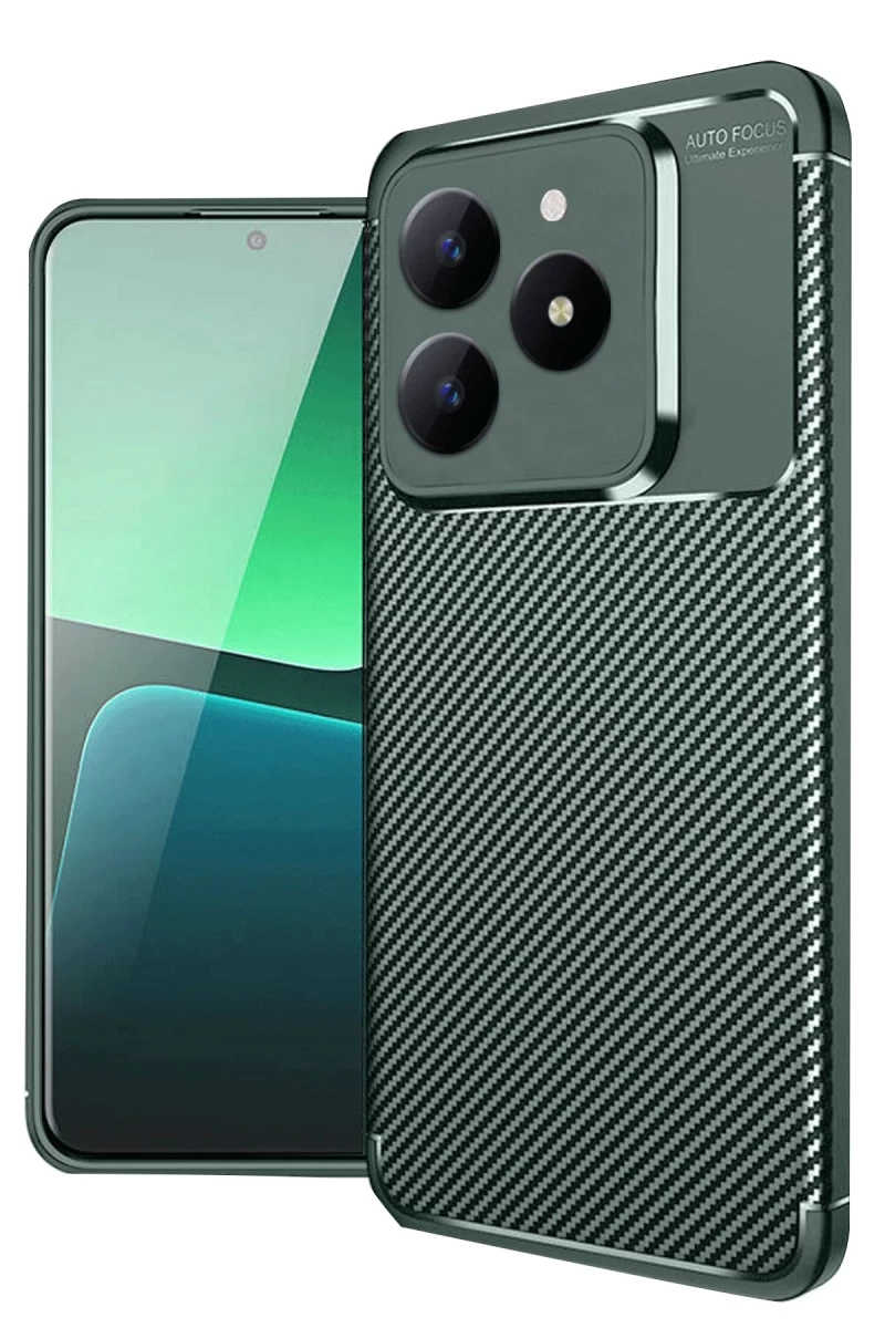 Realme C61 Uyumlu Kılıf Auto Focus Karbon Kapak - Koyu Yeşil
