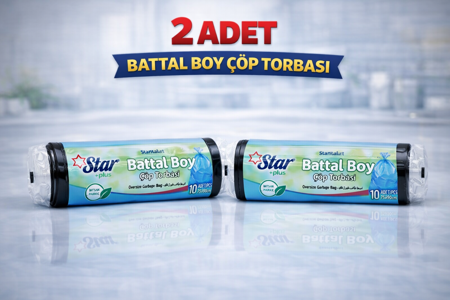 Star Plus Standart Battal Boy Atık Poşeti 75x90 cm 10lu Dayanıklı Büyük Boy Atık Torbası 2 Adet