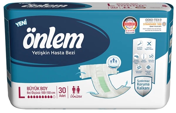 Belbantlı Yetişkin Hasta Bezi - L - 120 Adet, 4 Paket