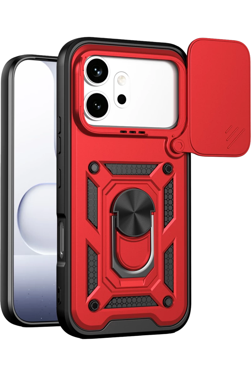 Huawei Honor 600 Uyumlu Pars Lens Yüzüklü Silikon - Kırmızı