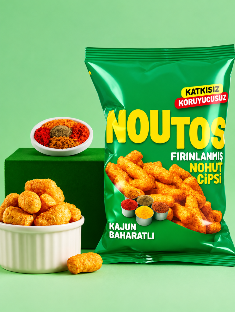 Fırın Nohut Cipsi 55 Gr Kajun Baharatlı · Renk: Kajun Baharatlı