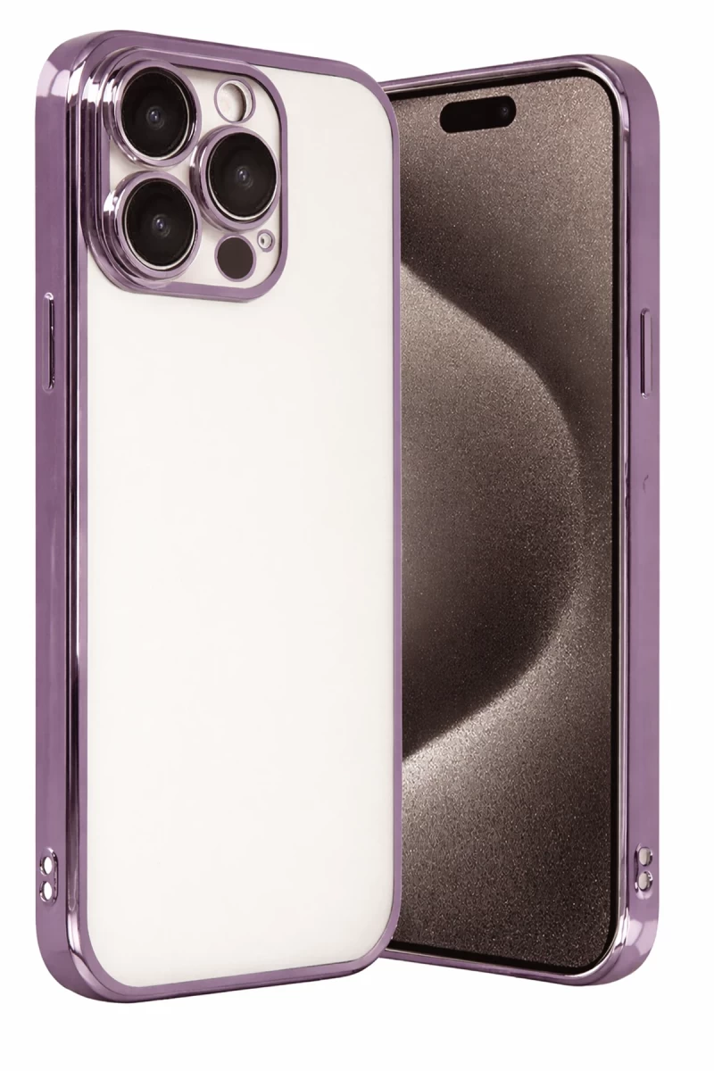 Apple iPhone 15 Pro Max Uyumlu Lensli Silikon - Mor