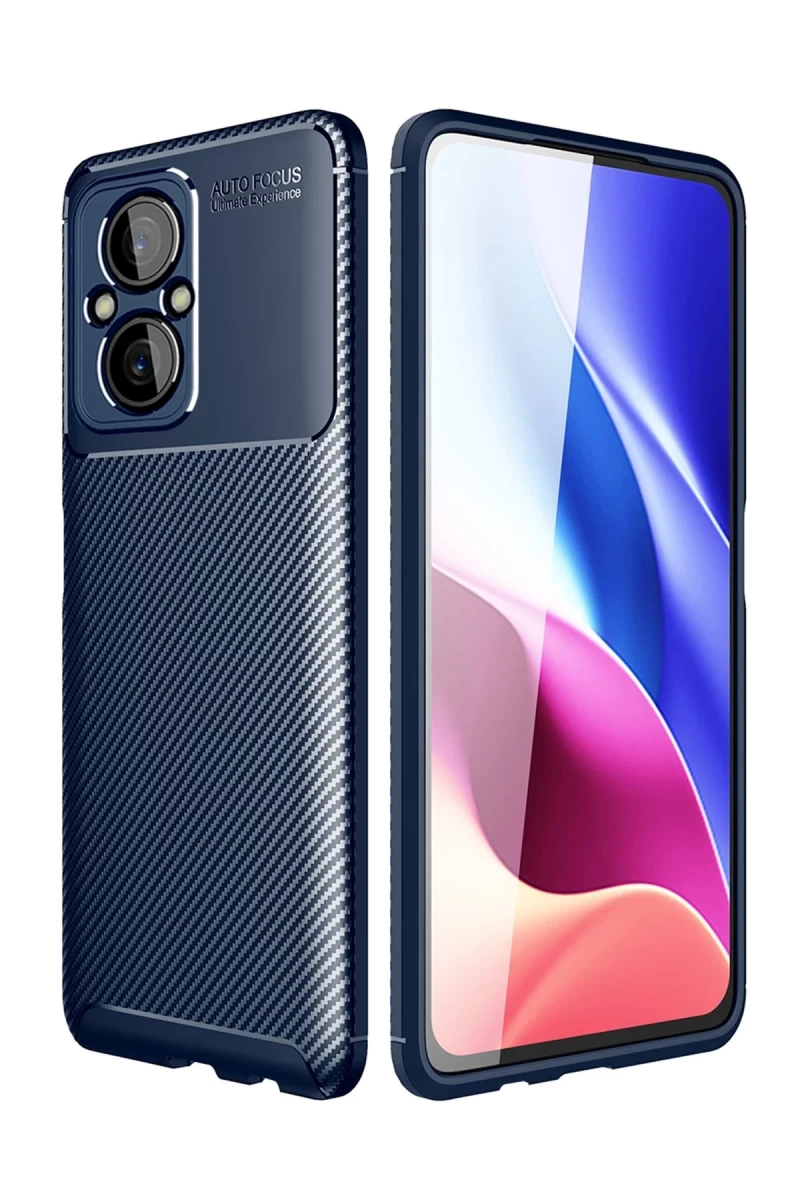 Xiaomi Poco M5 Uyumlu Kılıf Auto Focus Karbon Kapak - Lacivert