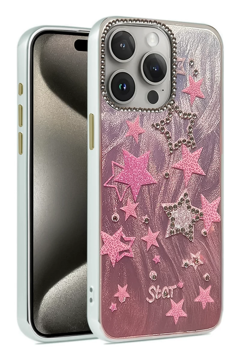 Apple iPhone 15 Pro Max Uyumlu Kılıf Blade Aynalı Desenli Kapak - Desen 7
