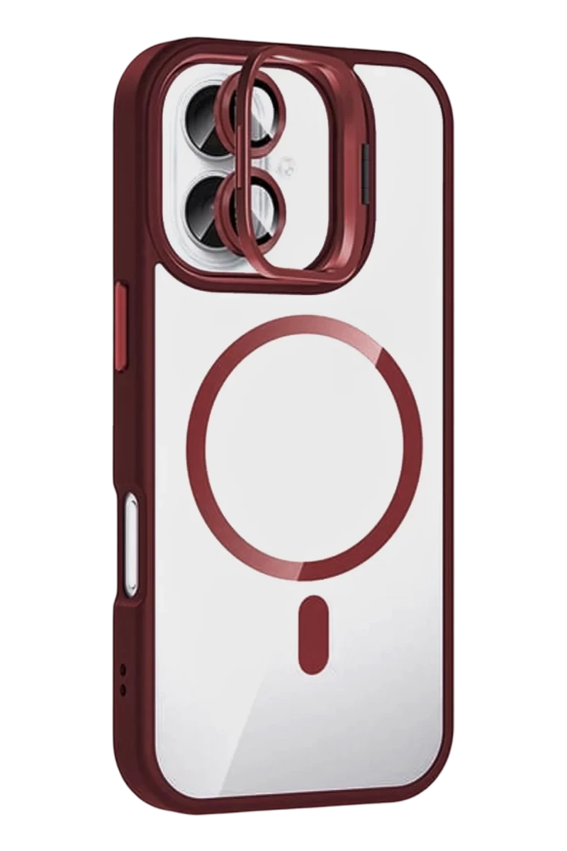 Joko Apple iPhone 16 Plus Uyumlu Remim Lensli Magsafe Standlı Kapak - Bordo