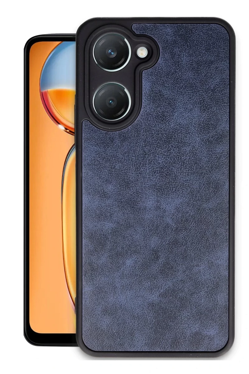 Vivo Y18 Uyumlu Kılıf Aras Deri Kapak - Lacivert