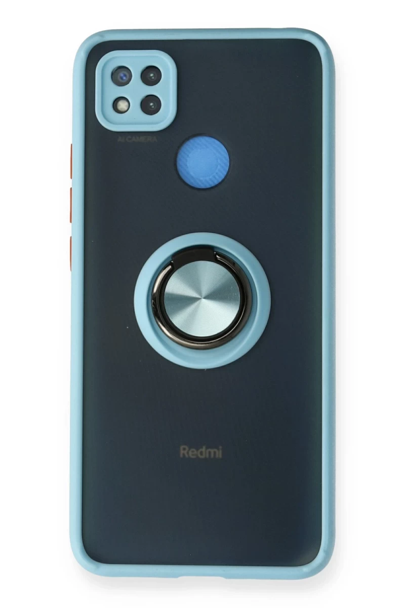 Xiaomi Redmi 9C Uyumlu Kılıf Montreal Yüzüklü Silikon Kapak - Buz Mavi