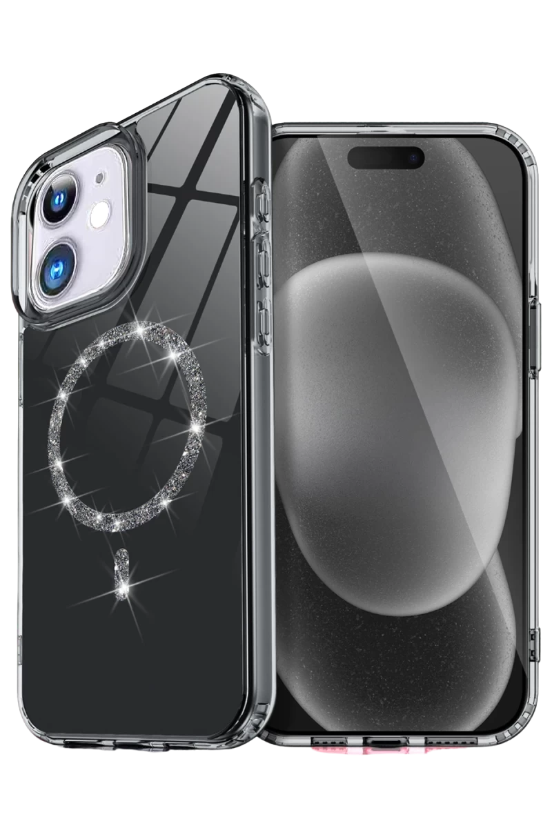 Apple iPhone 12 Uyumlu Live Diamond Magsafe Kapak - Siyah