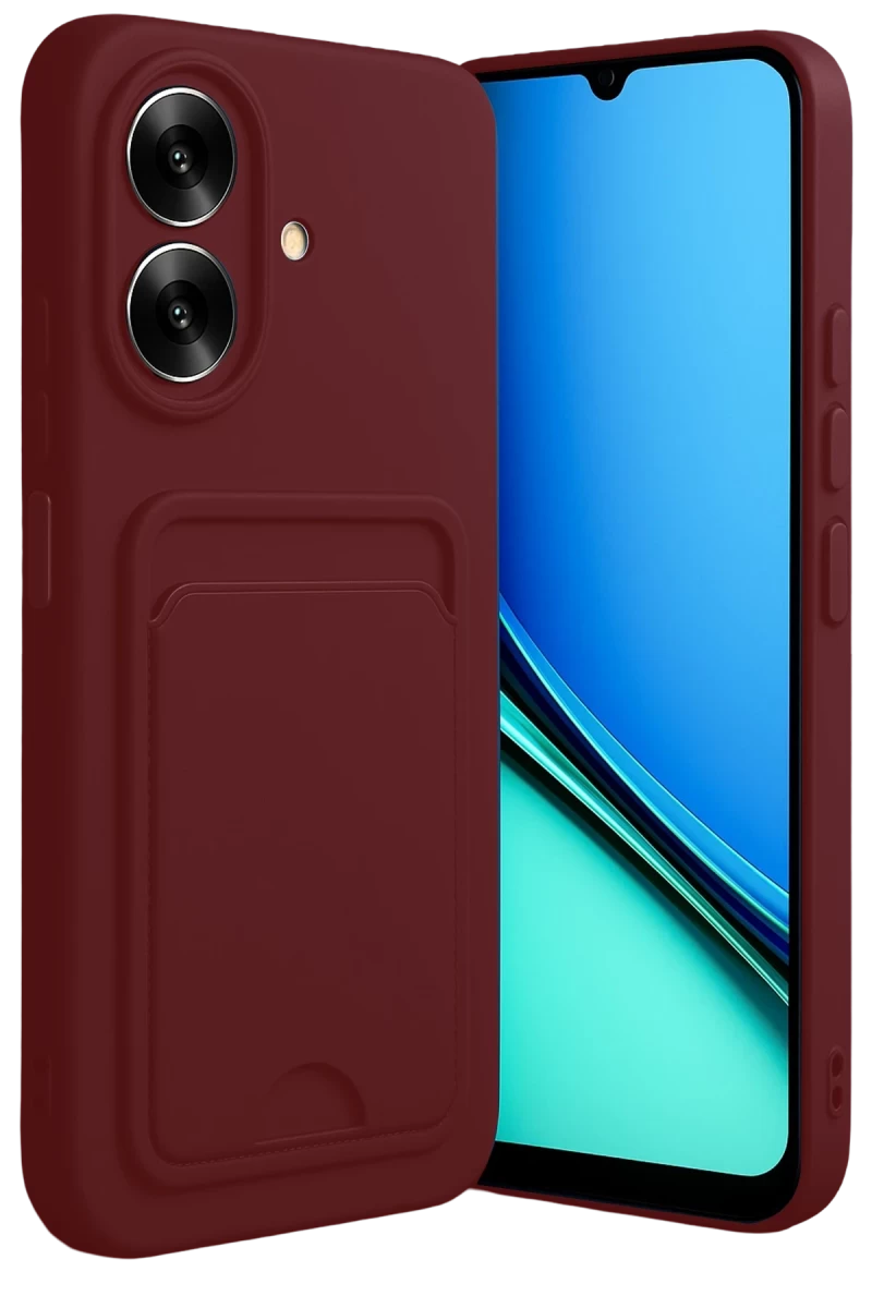 Realme Note 60 Uyumlu Kelvin Kartvizitli Silikon - Bordo