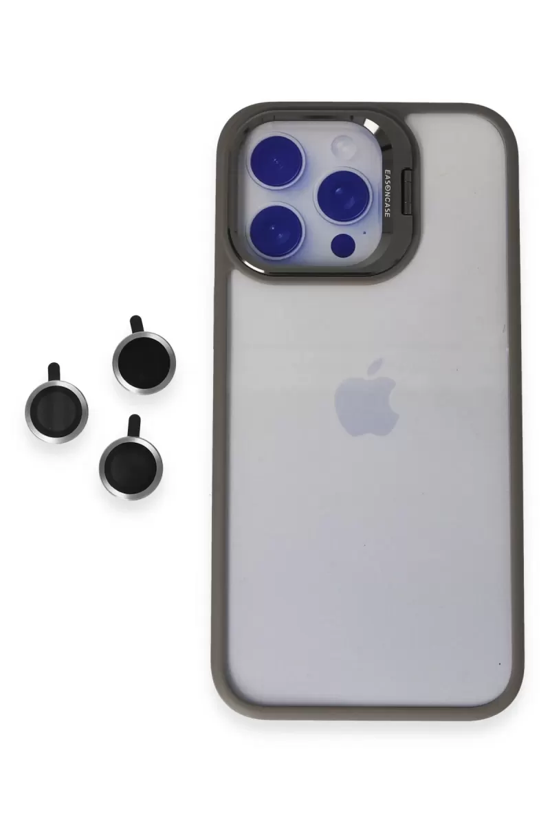 iPhone 15 Pro Max Uyumlu Kılıf Roblox Lens Standlı Kapak - Titan Gri