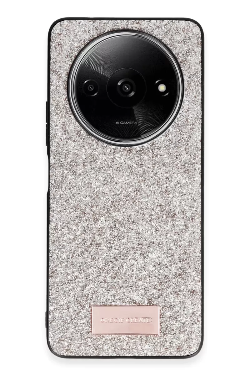 Onegif Xiaomi Redmi A3 4G Uyumlu Bright Simli Kapak - Gold