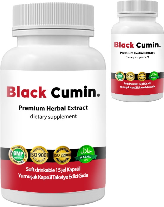 Black Cumin - 2 Adet Soğuk Sıkım Siyah Kimyon Tohumu Yağı ve Nigella Sativa Tohumlu 15 Soft Jel Kapsül