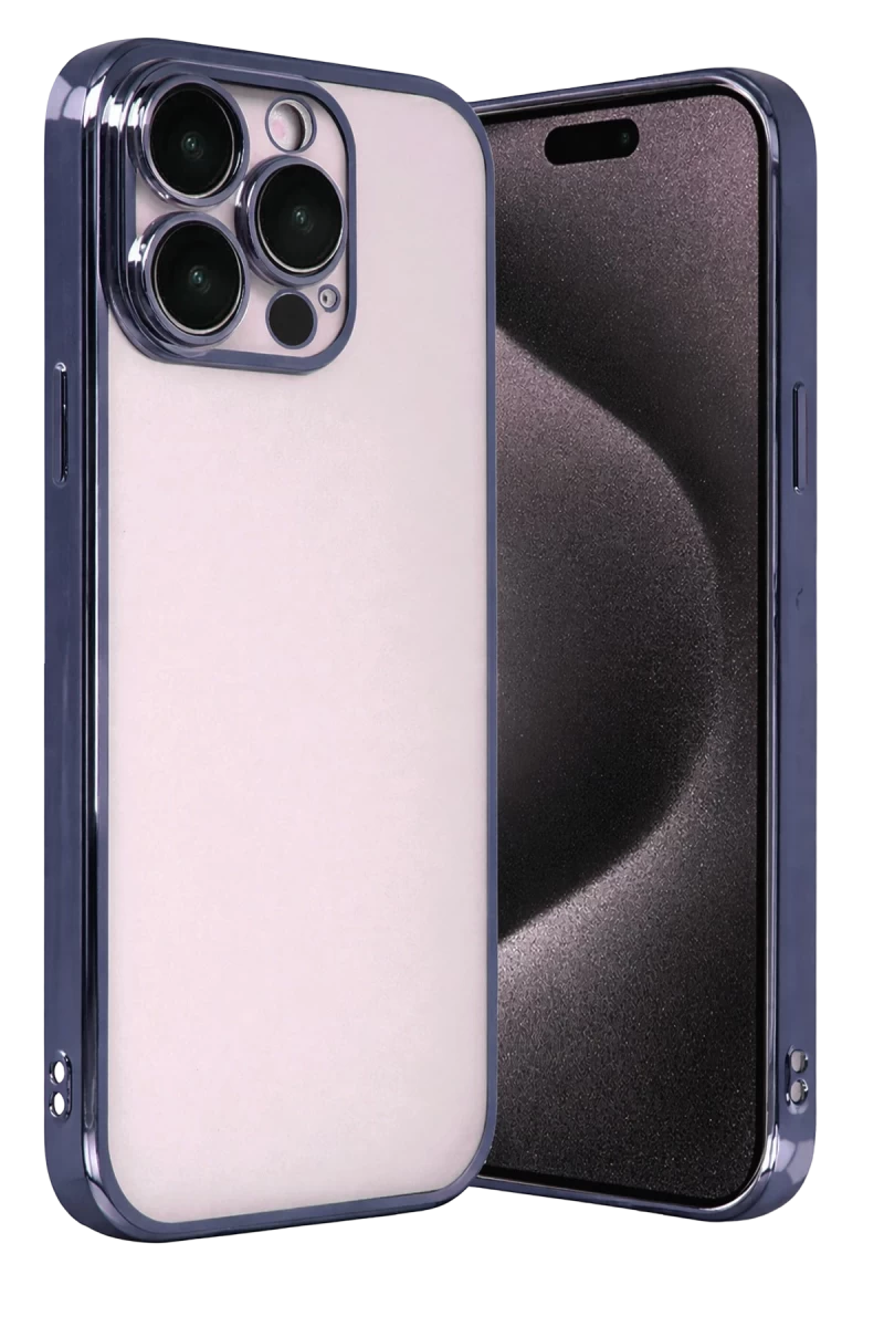 Apple iPhone 15 Pro Max Uyumlu Lensli Silikon - Lacivert