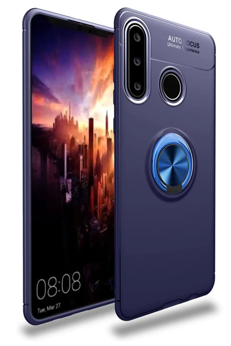 Huawei Y6P Uyumlu Kılıf Range Yüzüklü Silikon - Mavi
