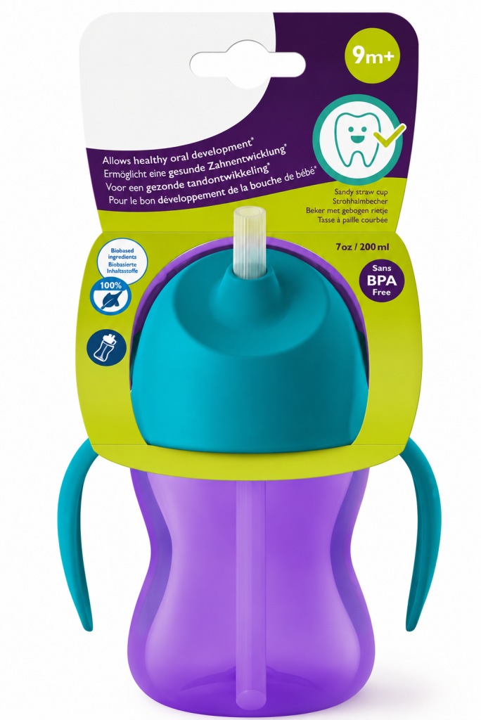 Desenli Pipetli Bardak 200 ml Kız