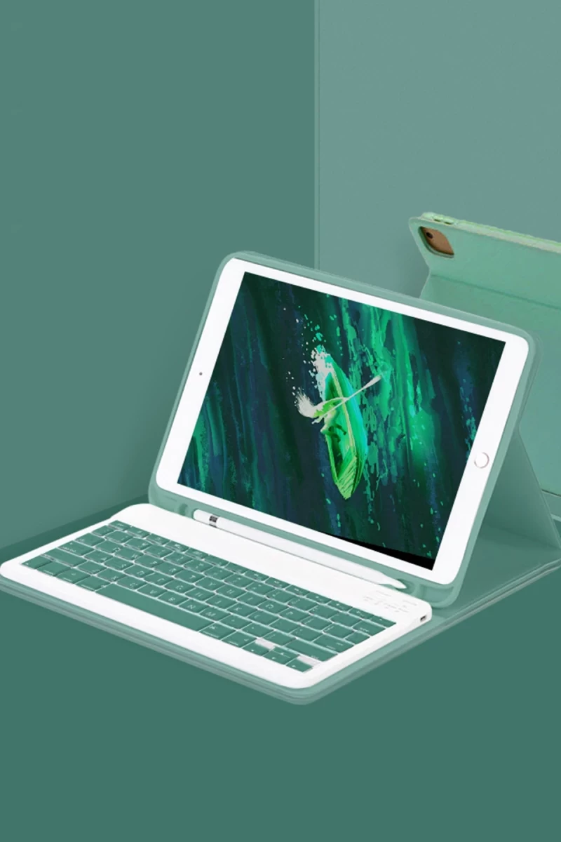 Apple iPad Pro 11 (2024) Kılıf KC01 Smart Klavyeli Tablet Kılıfı - Koyu Yeşil