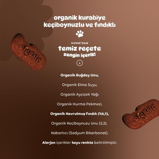 Organik Keçiboynuzlu ve Fındıklı Vegan Kurabiye 55 Gr