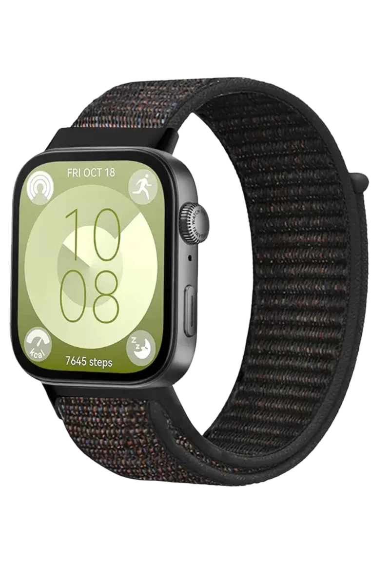 Huawei Fit 4 Hasırlı Cırtcırtlı Kordon - Siyah