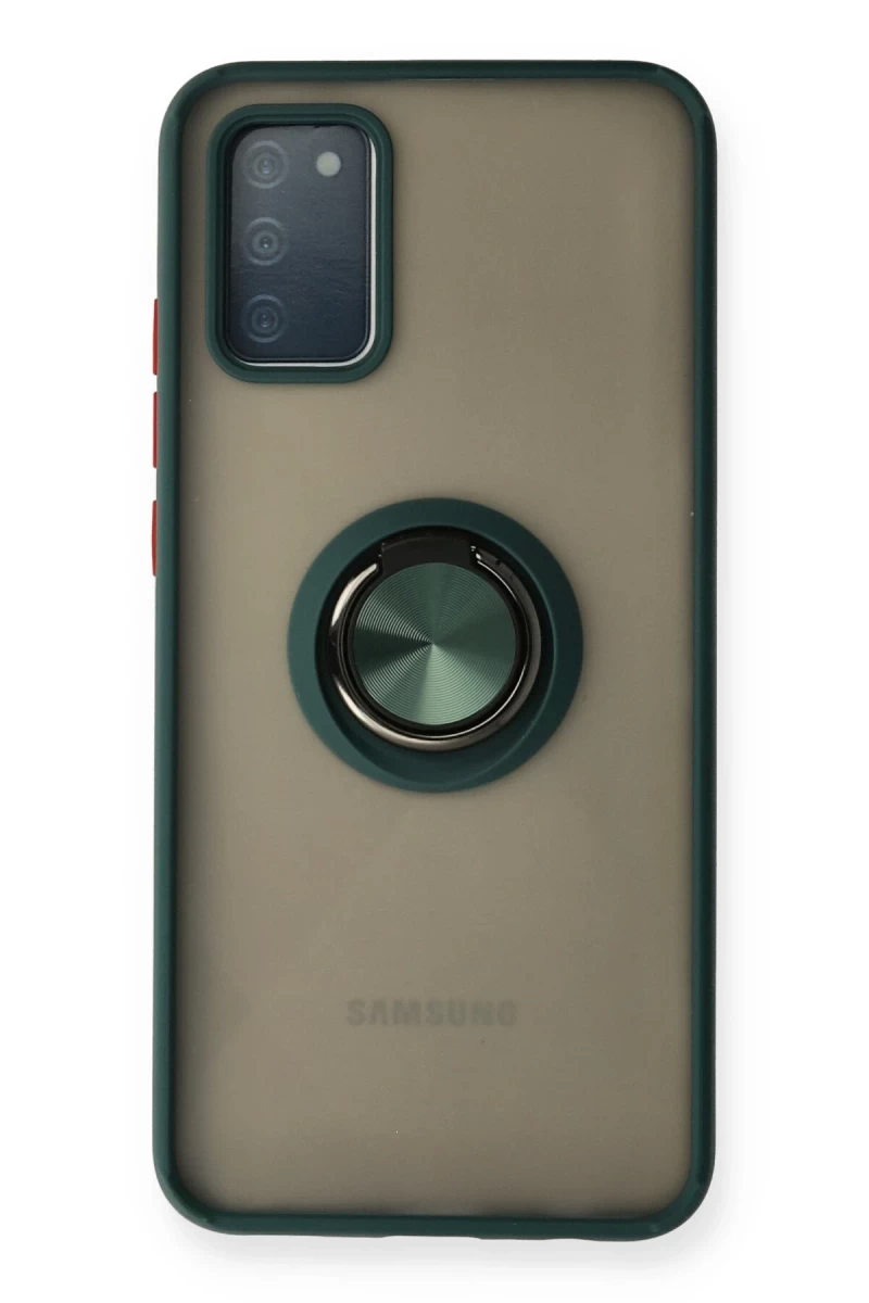 Samsung Galaxy A02S Uyumlu Kılıf Montreal Yüzüklü Silikon Kapak - Yeşil