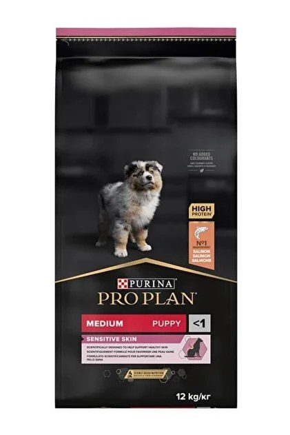 Pro Plan Medium Puppy Sensitive Skin Somonlu Orta Irk Yavru Köpek Maması 12 kg