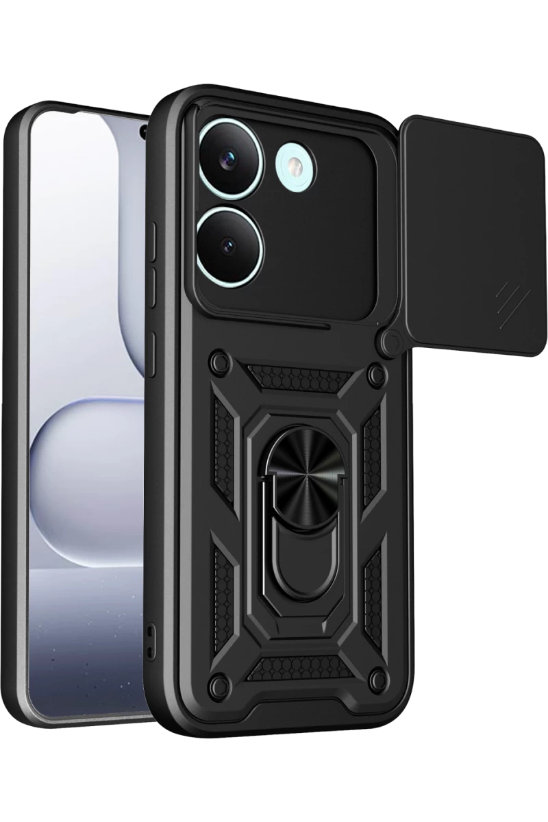 Xiaomi Poco X8 Pro Uyumlu Pars Lens Yüzüklü Silikon - Siyah