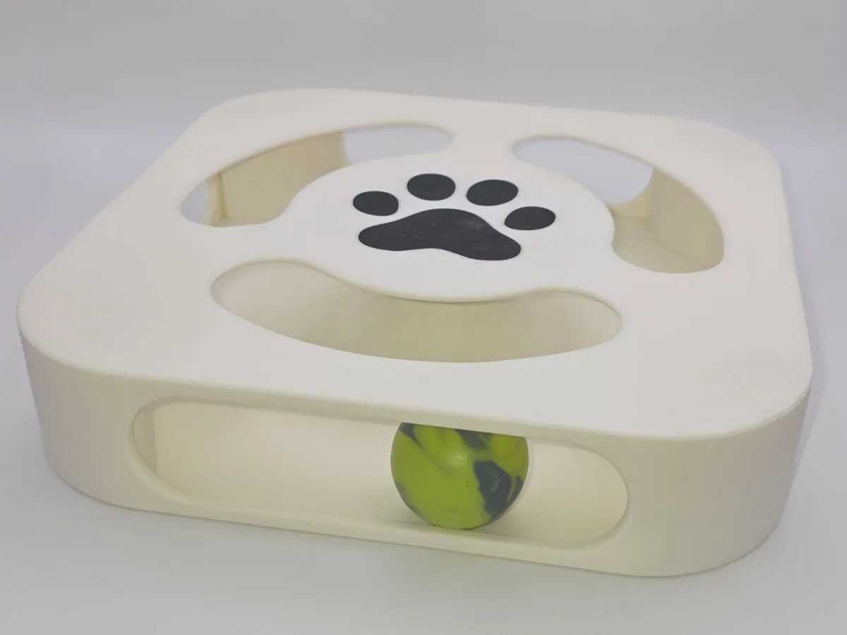 3D Baskı Etkileşimli Kedi Oyuncağı Pati Desenli Toplu Zeka Oyuncağı Kare Toplu Parkur Krem Siyah