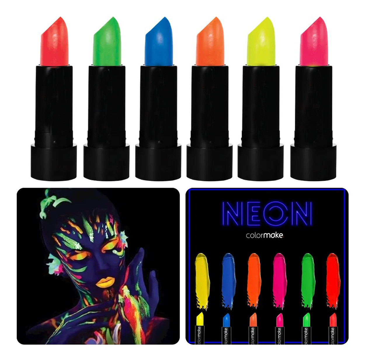 GlowPaint 6?lı Neon Boya ? UV Işıkta Parlayan Makyaj Seti