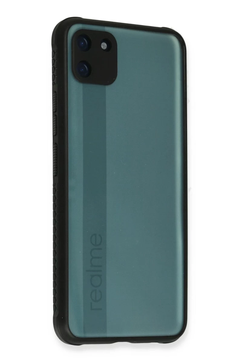 Realme C11 Uyumlu Kılıf Miami Şeffaf Silikon - Siyah