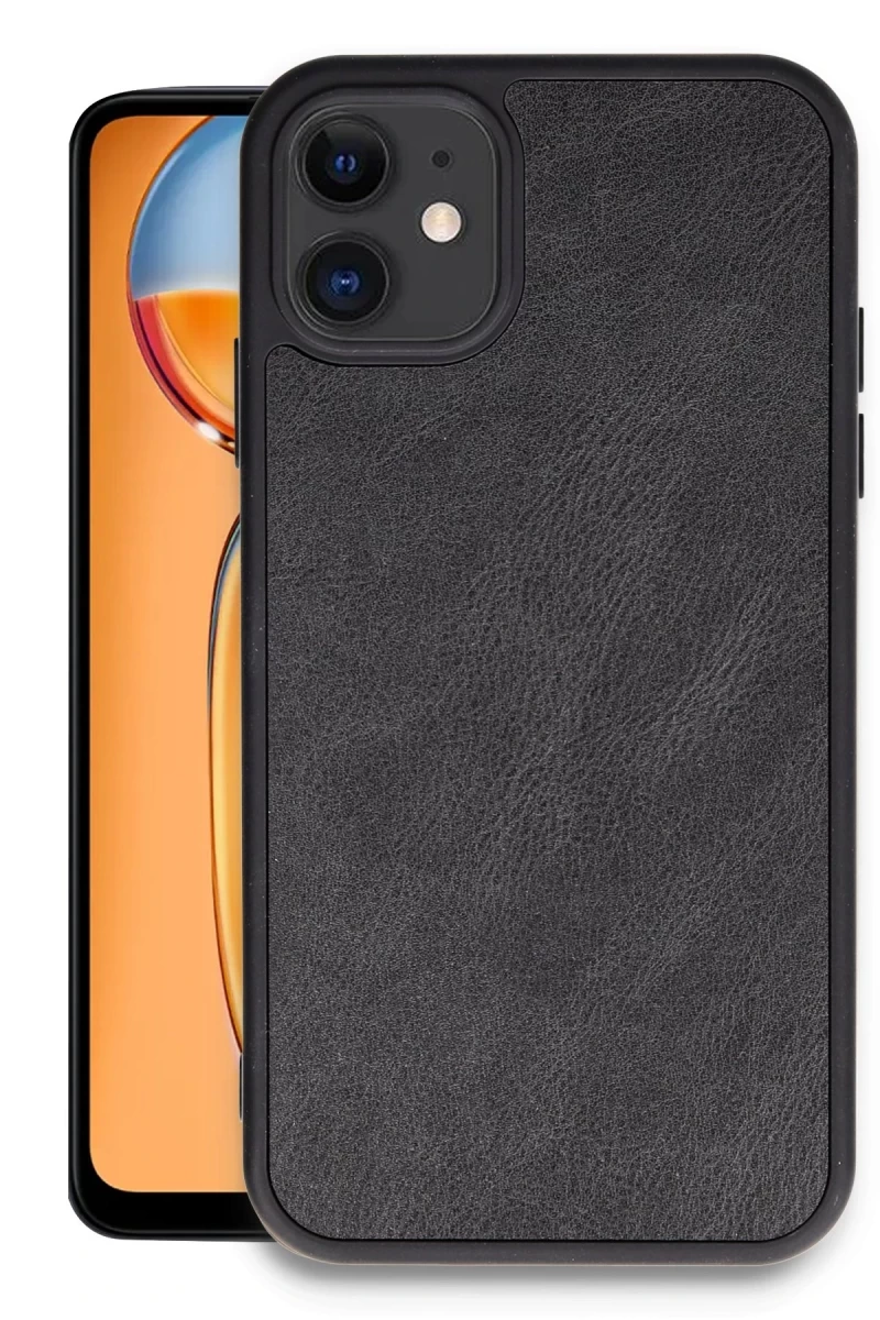 Apple iPhone 11 Uyumlu Kılıf Aras Deri Kapak - Siyah